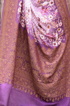 Joban Fashion Dark And Light Lilac Crepe Chiffon Pure Handloom Banarasi Silk Saree | Grocsy