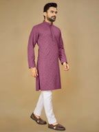 Anaita Purple Embroidered Rayon Straight Kurta | Grocsy