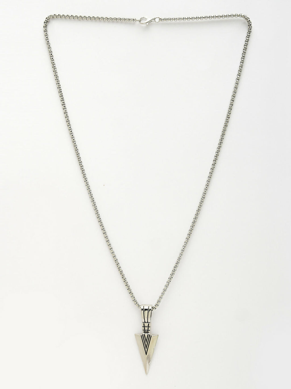 NVR Men's Silver-Plated Arrow-Shaped Pendant With Chain | Grocsy