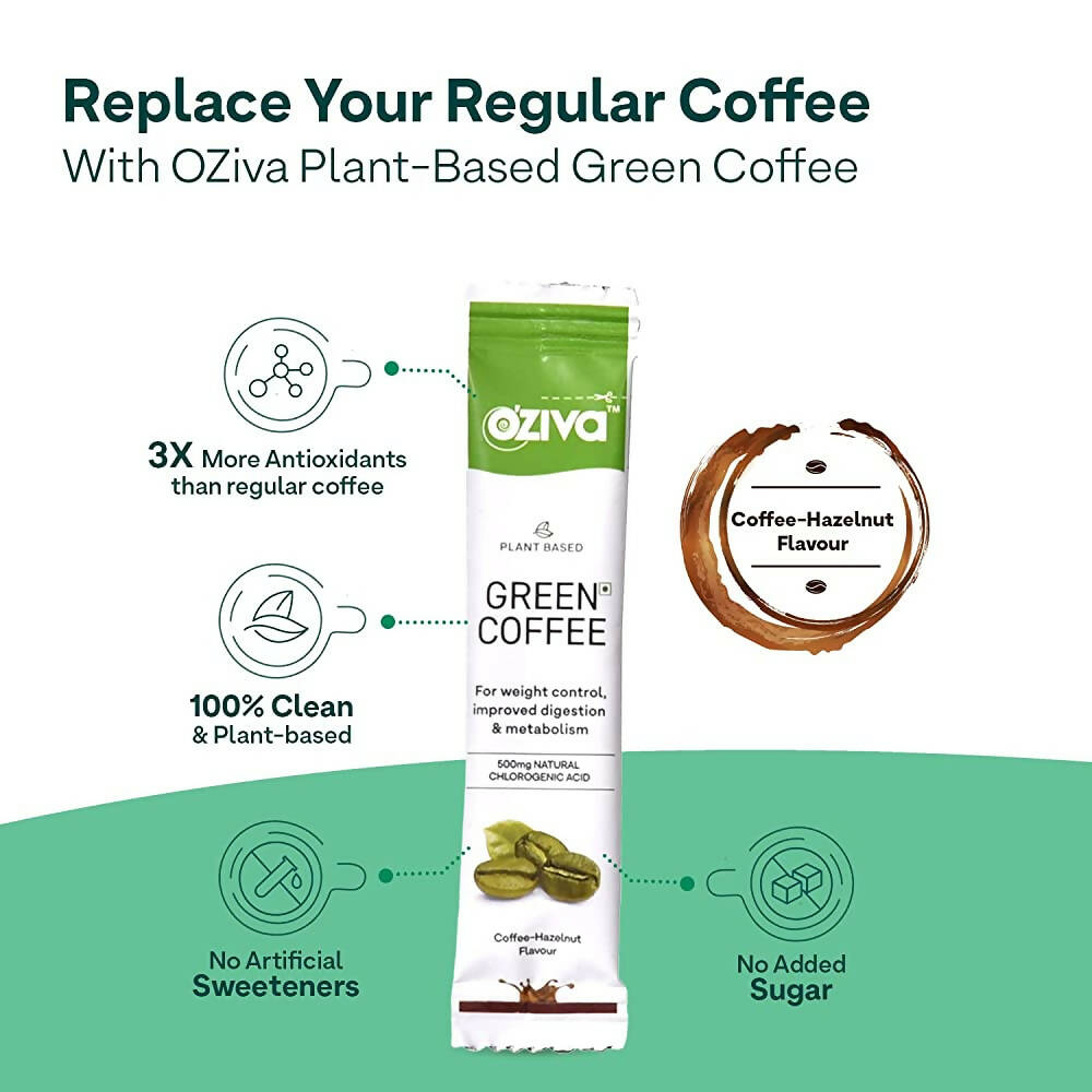 OZiva Plant Based Green Coffee-Coffee & Hazelnut Flavor | Grocsy