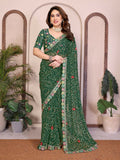 Teeya Creation Womens Trendy Simply Bandhej Georgette Saree-Green | Grocsy