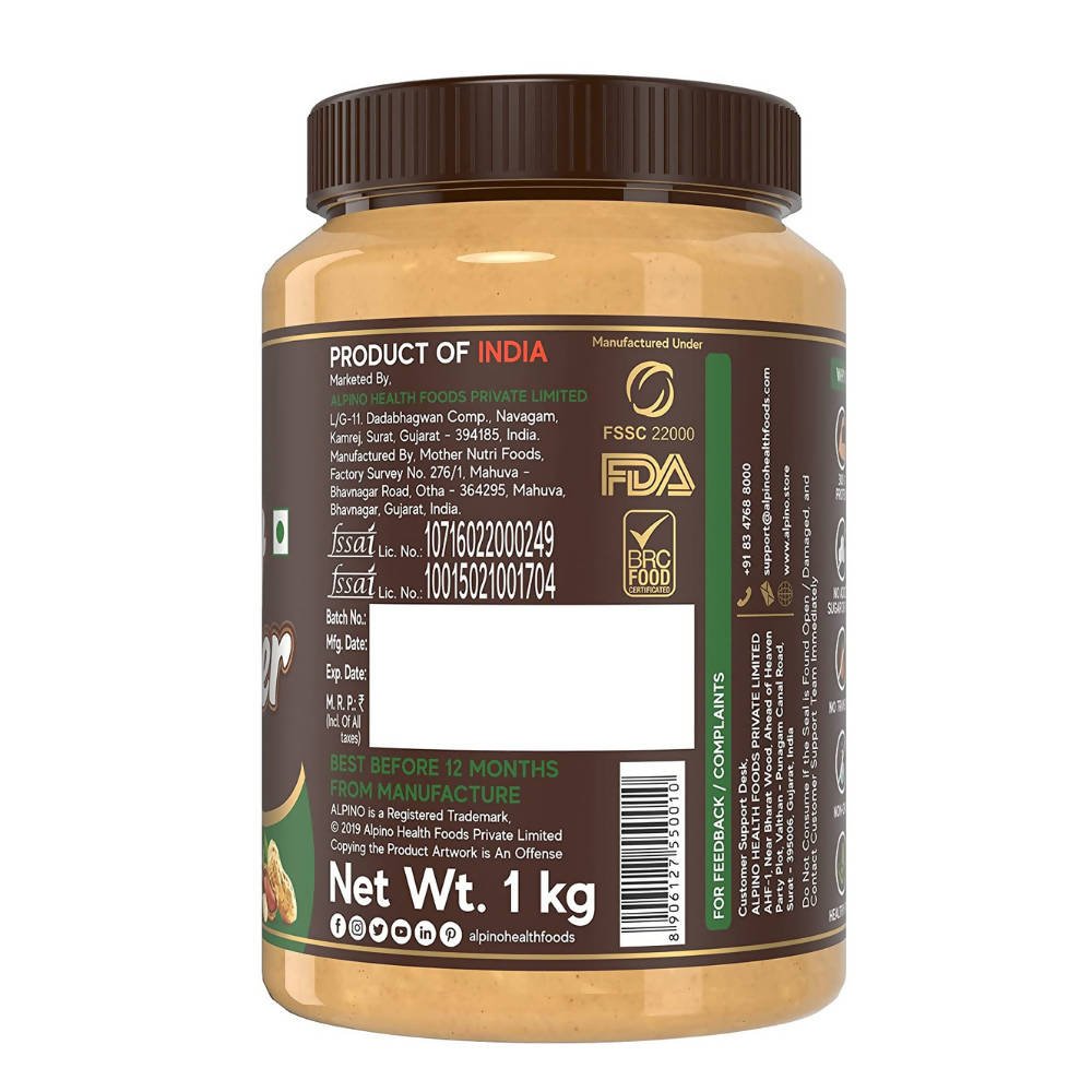 Alpino Natural Peanut Butter Crunch Unsweetened | Grocsy