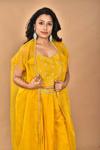 Morchari Women Hand Embroidery Crop Top-Yellow | Grocsy
