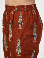Myshka Women's Rust Printed Kurta With Trouser | Grocsy