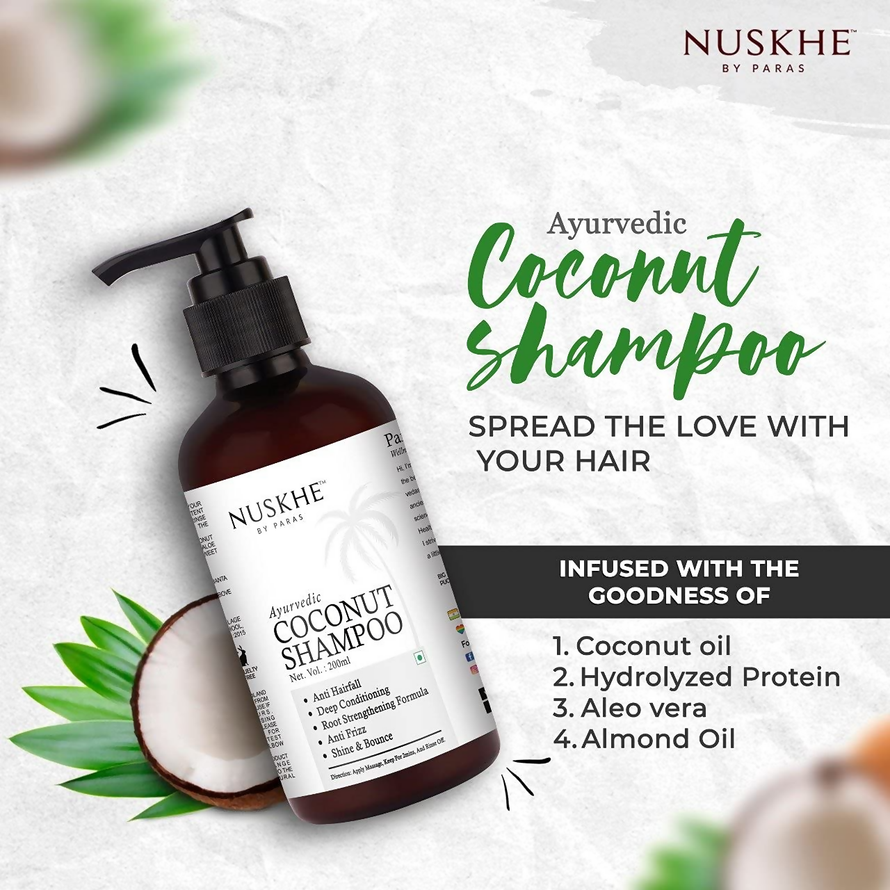 Nuskhe By Paras Ayurvedic Coconut Shampoo | Grocsy