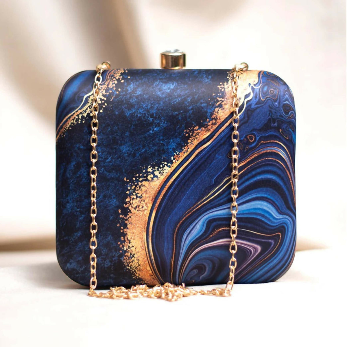 Joban Fashion Printed Mdf Clutch - Blue | Grocsy