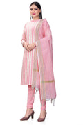 Pink Cotton Jacquard Woven Unstitched Dress Material - Amara | Grocsy