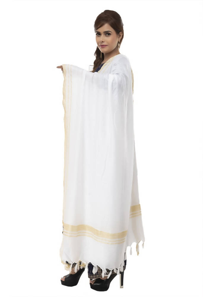 Mominos Fashion Moeza Slub Cotton Off White Dupatta | Grocsy