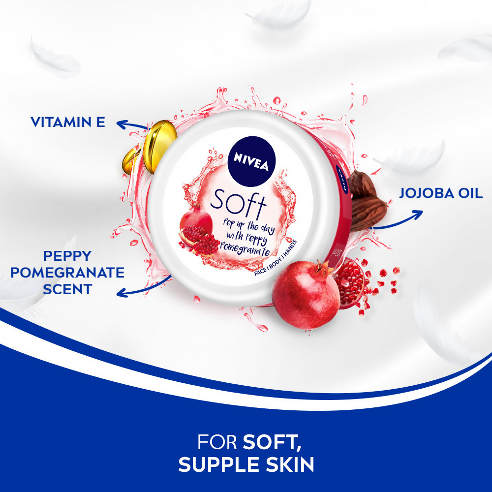 Nivea Soft Light Moisturizer Cream Peppy Pomegranate For Hands And Body | Grocsy
