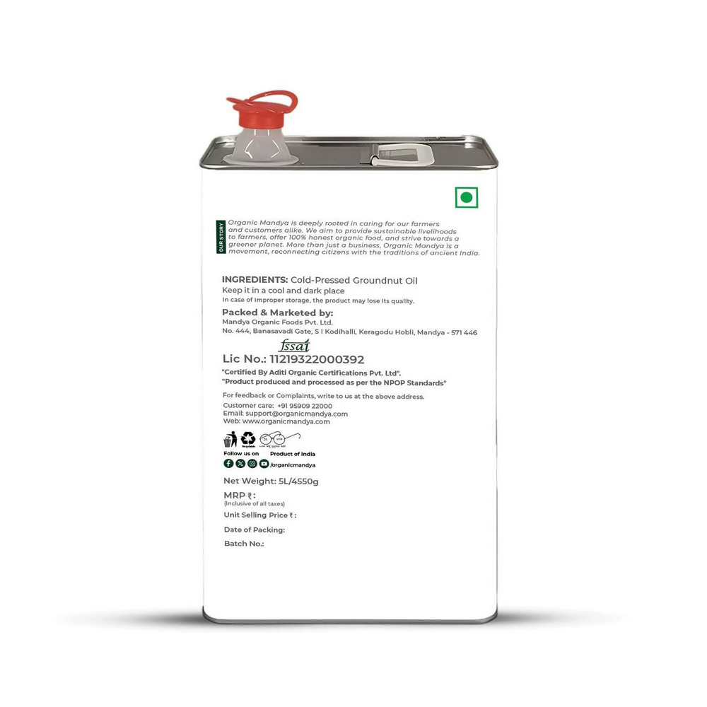 Organic Mandya Cold Pressed - Groundnut Oil | Grocsy