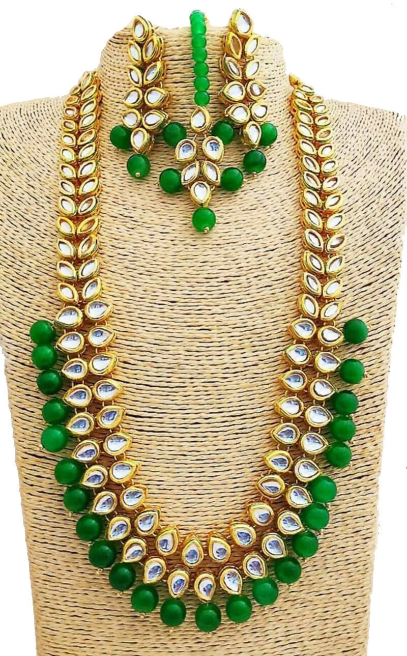 Joban Fashion Hand Made High Quality Gold Plated Base Metal Alloy Kundan Stone Studded Kundan Jewellery Set | Grocsy