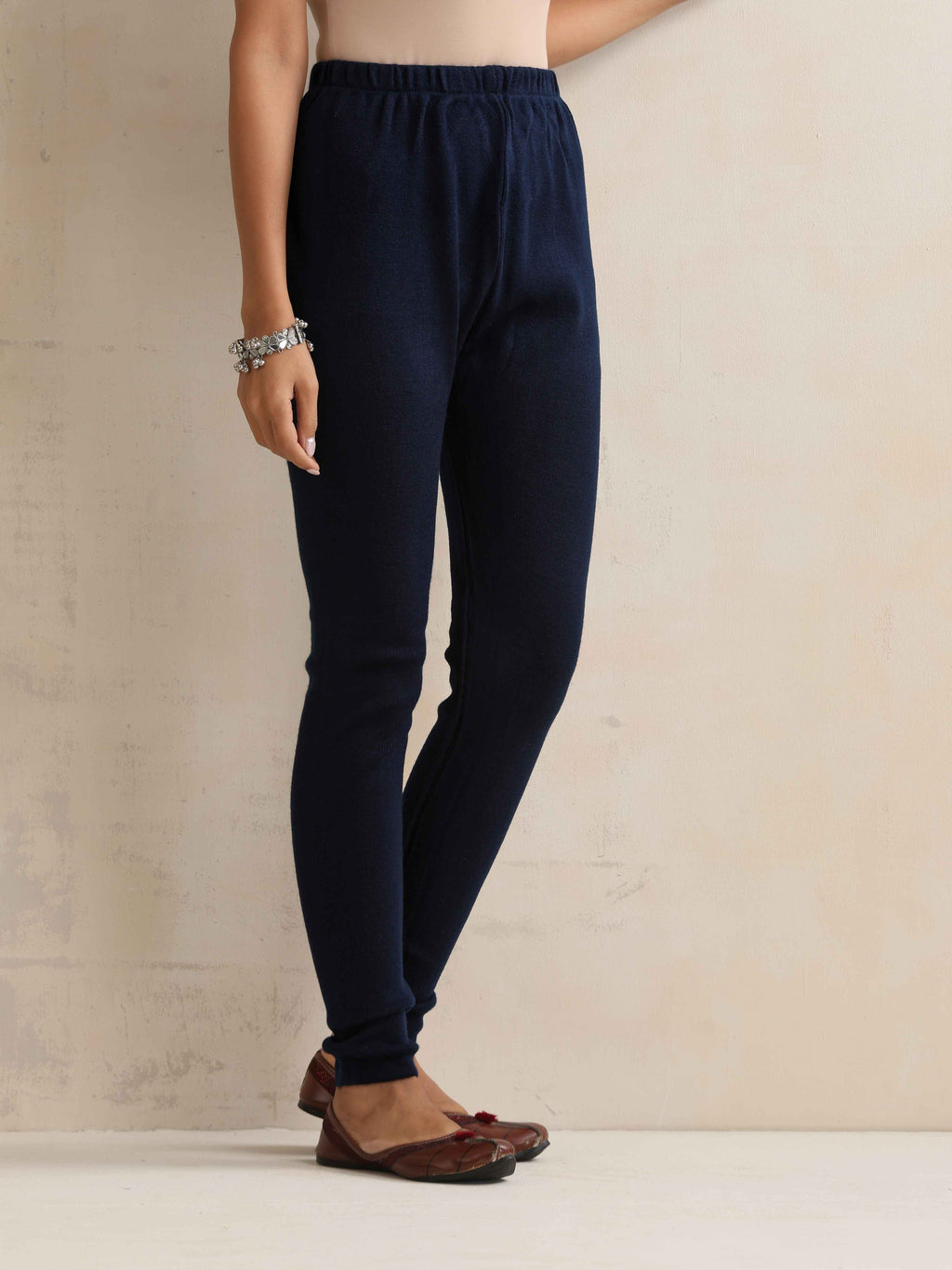 trueBrowns Navy Woollen Leggings | Grocsy