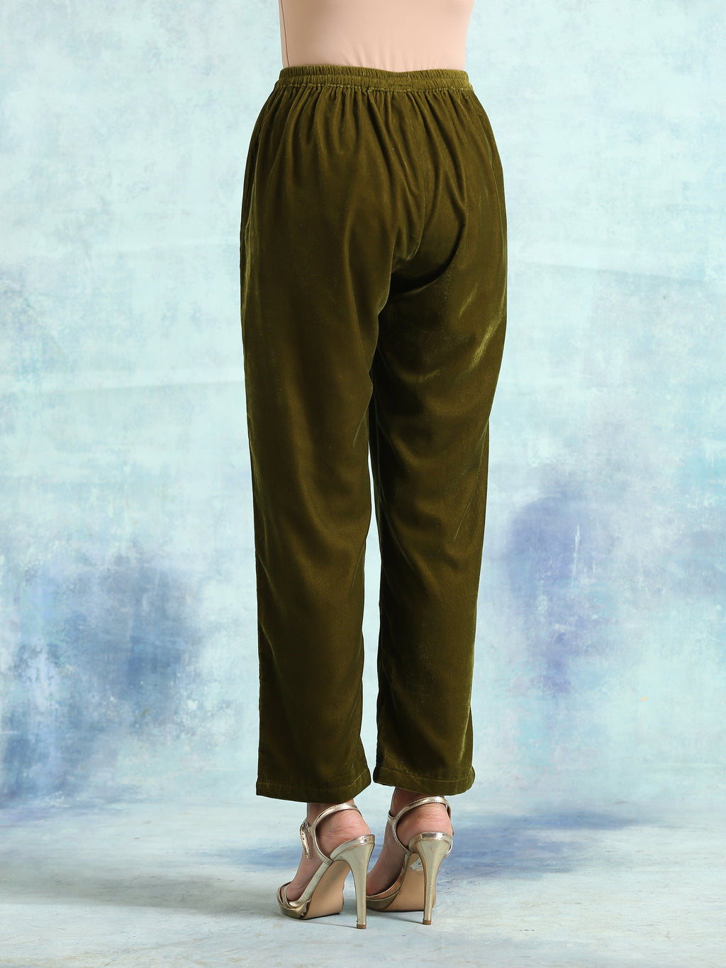 trueBrowns Mehandi Velvet Pant | Grocsy