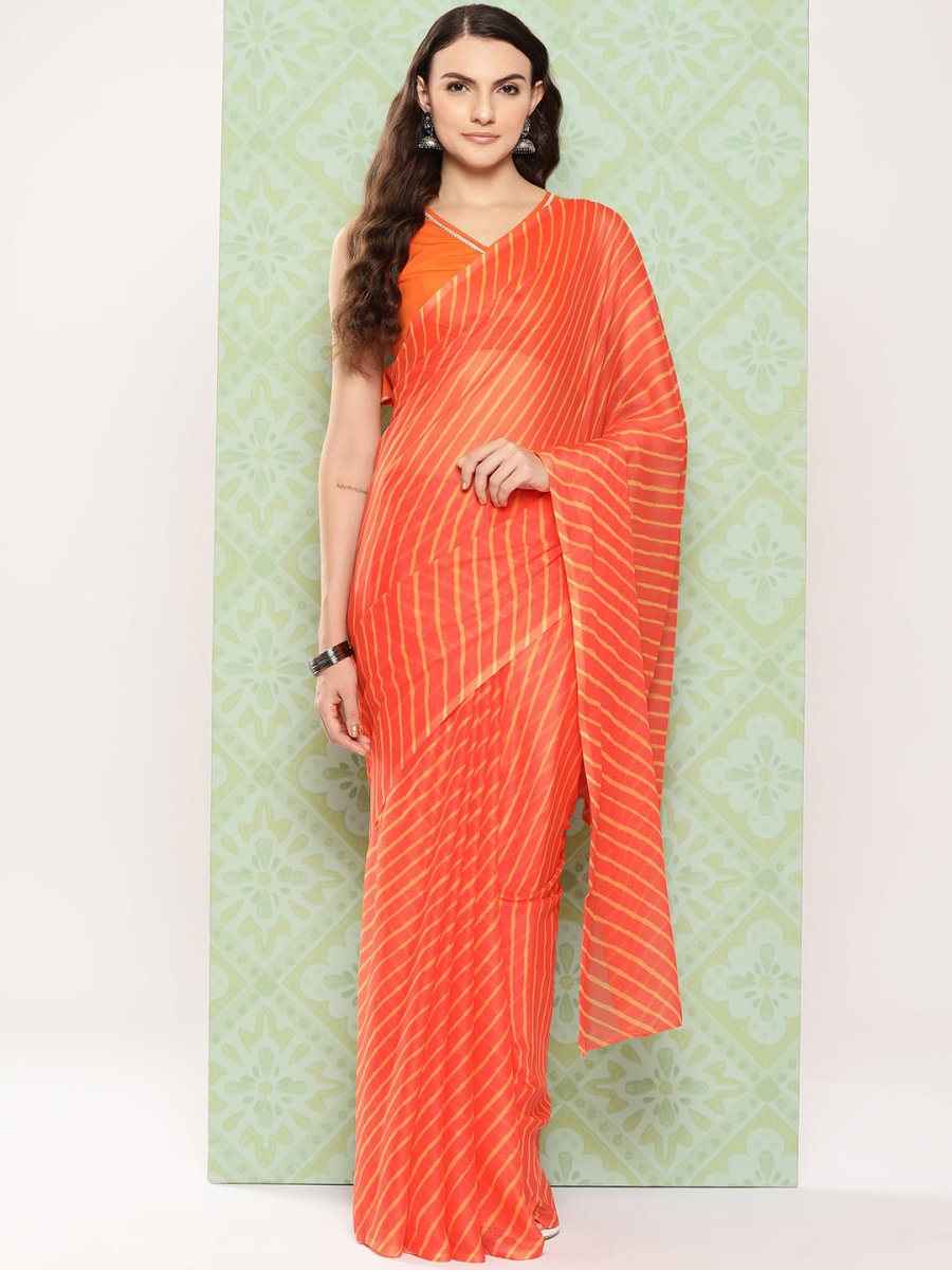 Ahalyaa Leheriya Poly Chiffon Saree | Grocsy