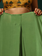 trueBrowns Green Muslin Silk Ready to Wear Saree | Grocsy