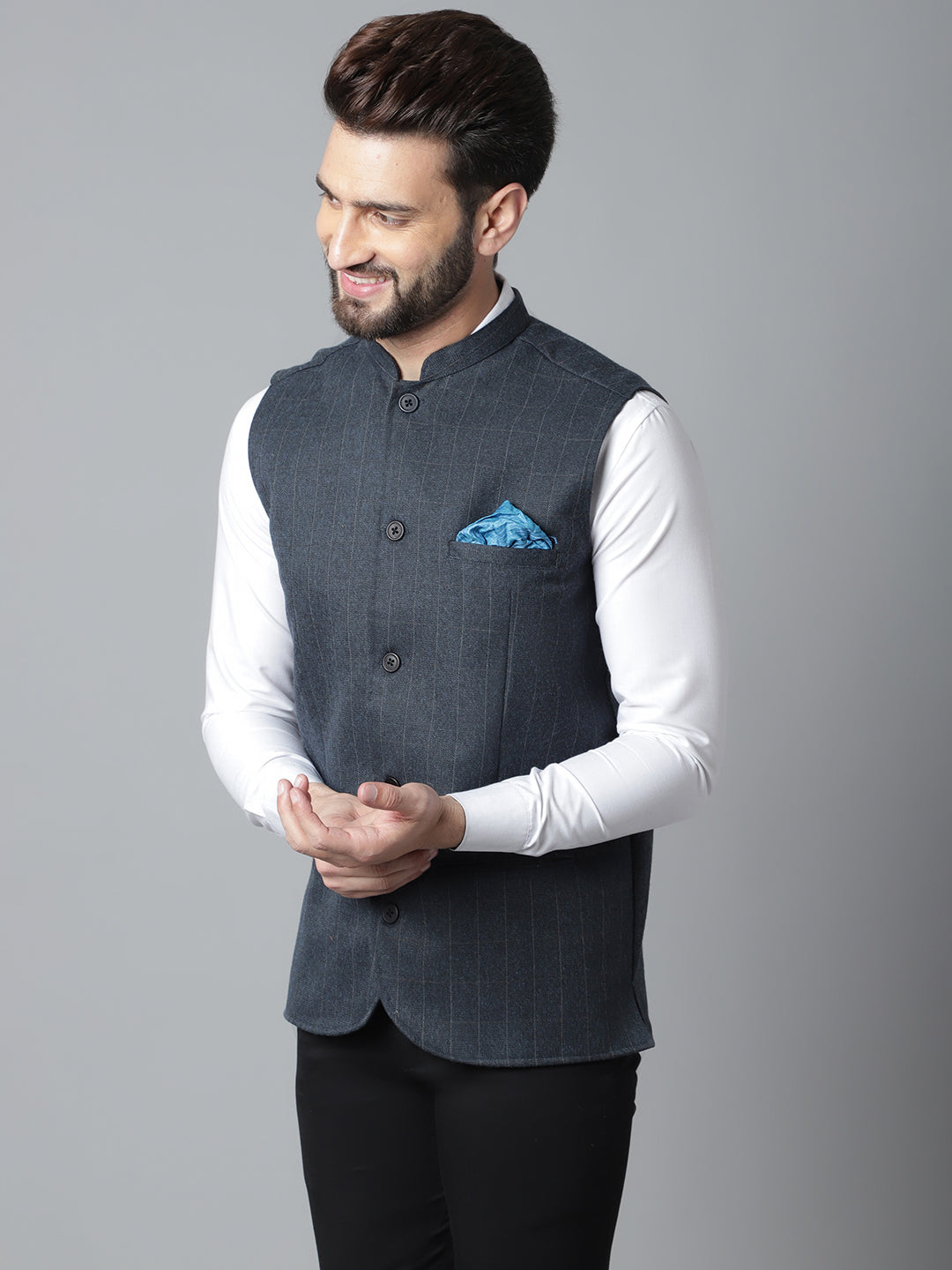 Even Apparels Men's Beige Nehru Jacket With Welt Pockets | Grocsy