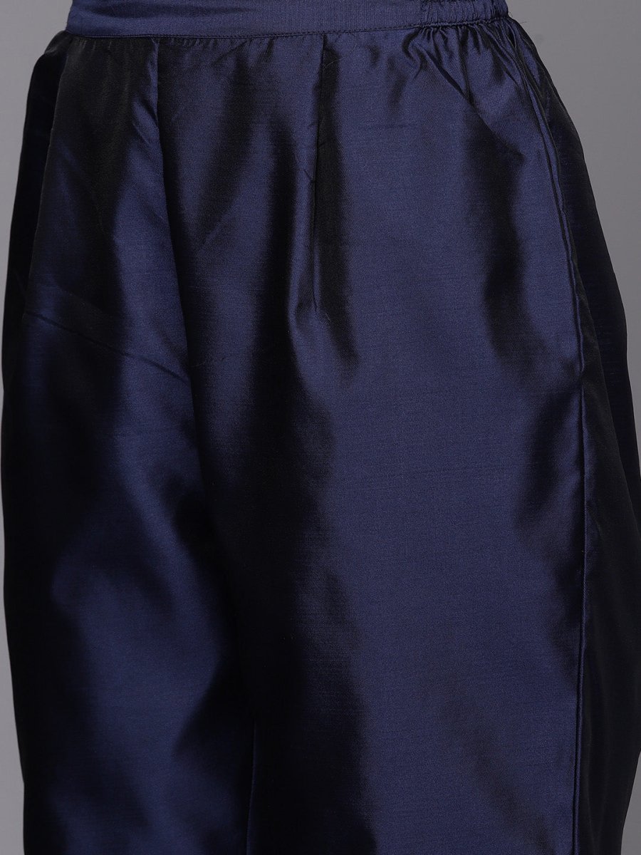 Ahalyaa Unstitched Navy Blue Dress Material | Grocsy
