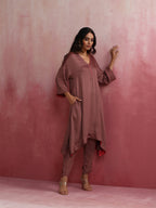 trueBrowns Brown Modal High low Kurta Set | Grocsy