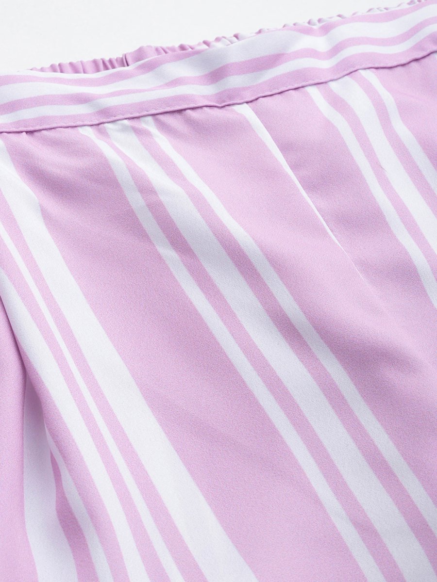 Ahalyaa Plus Size Striped Tunic with Palazzos | Grocsy