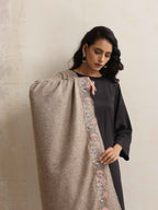 trueBrowns Beige Embroidered Woollen Stole | Grocsy