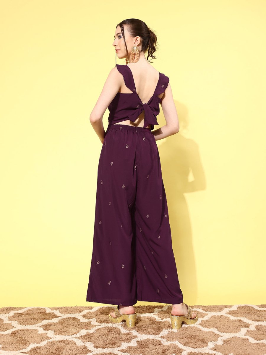 Ahalyaa Printed Basic Jumpsuit with Ruffles | Grocsy