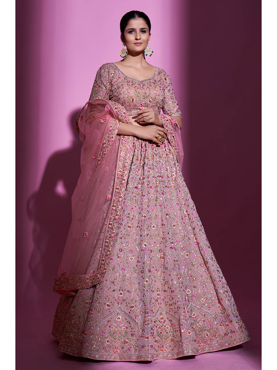 Myra Mauve Georgette Embroidered Designer Lehenga Choli | Grocsy
