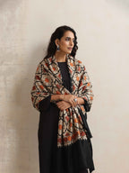 trueBrowns Black Embroidered Woollen Stole | Grocsy