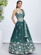 House of Panchhi Pink Pure Georgette Position Printing With Siroski Stone Work Lehenga Choli & Dupatta | Grocsy