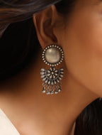 trueBrowns Silver Crescent Floral Earrings | Grocsy