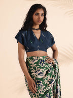 trueBrowns Blue Muslin Ikat Blouse | Grocsy
