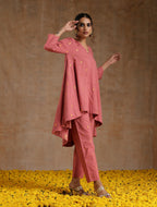 trueBrowns Blush Gold Cotton High-Low Co-Ord Set | Grocsy