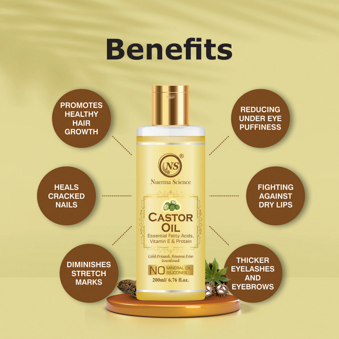 Nuerma Science Castor Oil For Skin & Body | Hydrating & Soothing Massage Oil | Grocsy