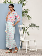 Ahalyaa Printed Waist Tie-Ups Basic Jumpsuit | Grocsy