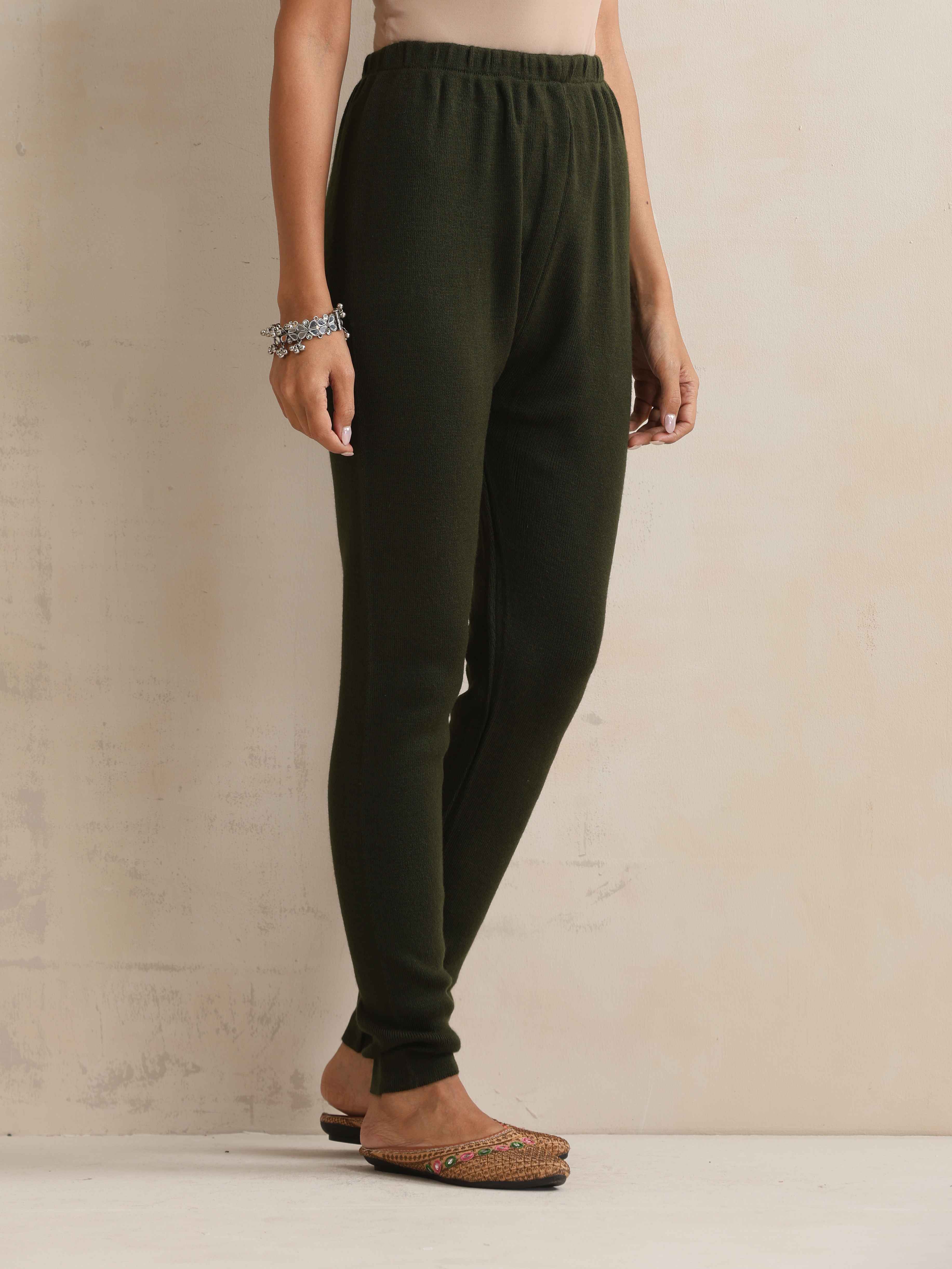 trueBrowns Green Woollen Leggings | Grocsy
