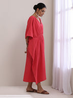 trueBrowns Bright Pink Dobby Kaftan Dress | Grocsy