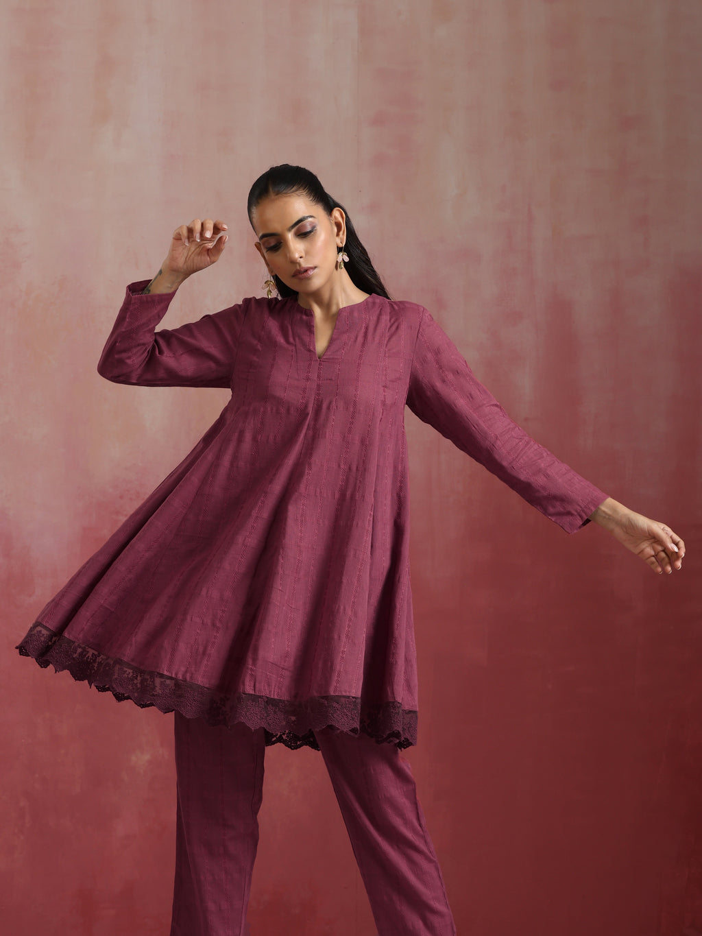 trueBrowns Mauve Cotton Dobby Co-ord set | Grocsy