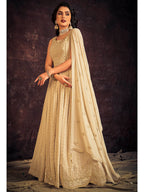 Myra Cream Real Georgette Designer Gown Style Suit | Grocsy
