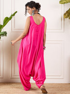 InWeave Pink Round Sleeveless Jumpsuit | Grocsy