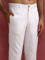 trueBrowns Men's White Cotton Twill Pants | Grocsy