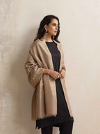 trueBrowns Brown Floral Jaal Woollen Stole | Grocsy