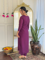 The52 Women's Viscose Chanderi Fabric Straight Kurta, Pant and Dupatta Set | Grocsy