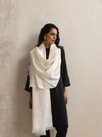 trueBrowns Ivory Gold Woollen Stole | Grocsy