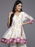 Ahalyaa Women White & Golden Ethnic Printed Tunic | Grocsy