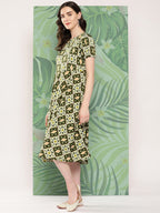 InWeave Women's Dark Green Square Dress | Grocsy