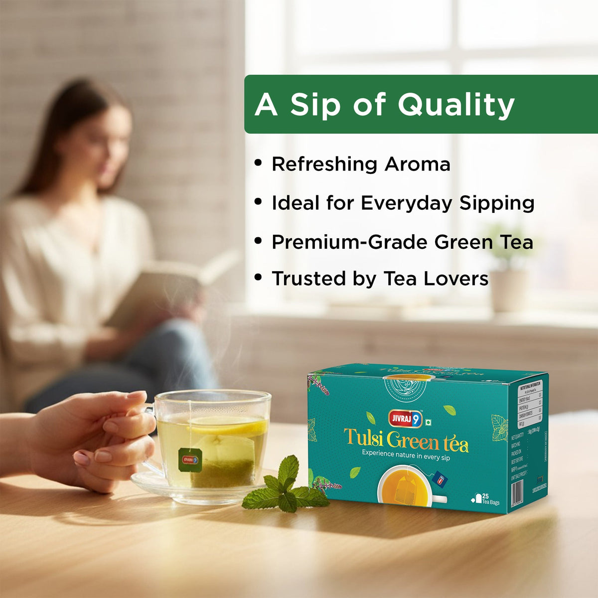 jivraj9 Tea Tulsi Green Tea | Grocsy