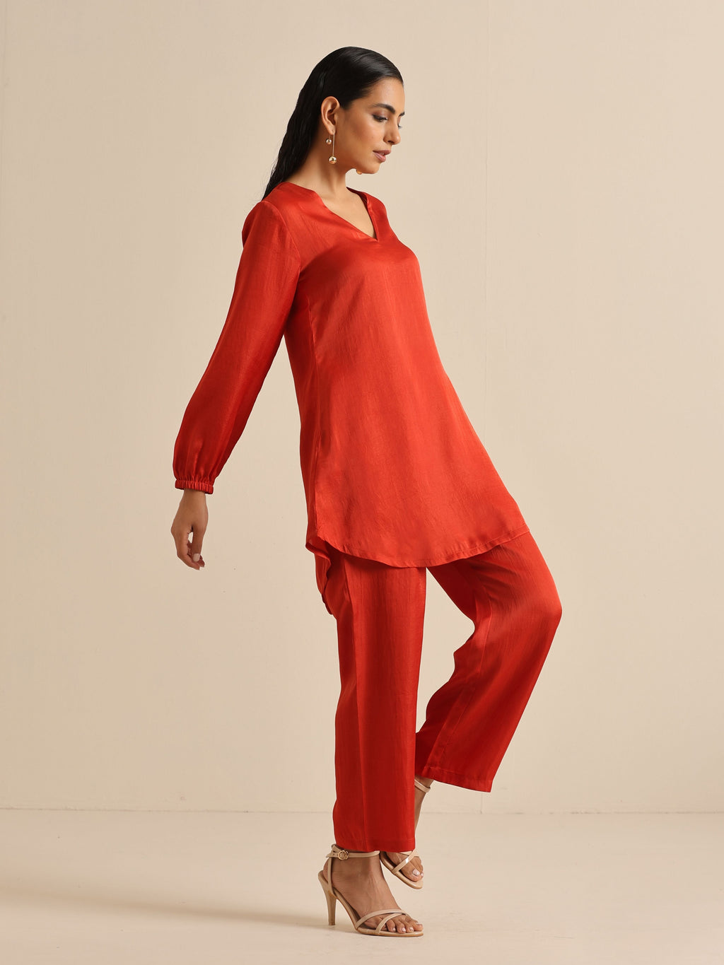 trueBrowns Rust Silk Blend Short Co-Ord Set | Grocsy