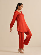 trueBrowns Rust Silk Blend Short Co-Ord Set | Grocsy
