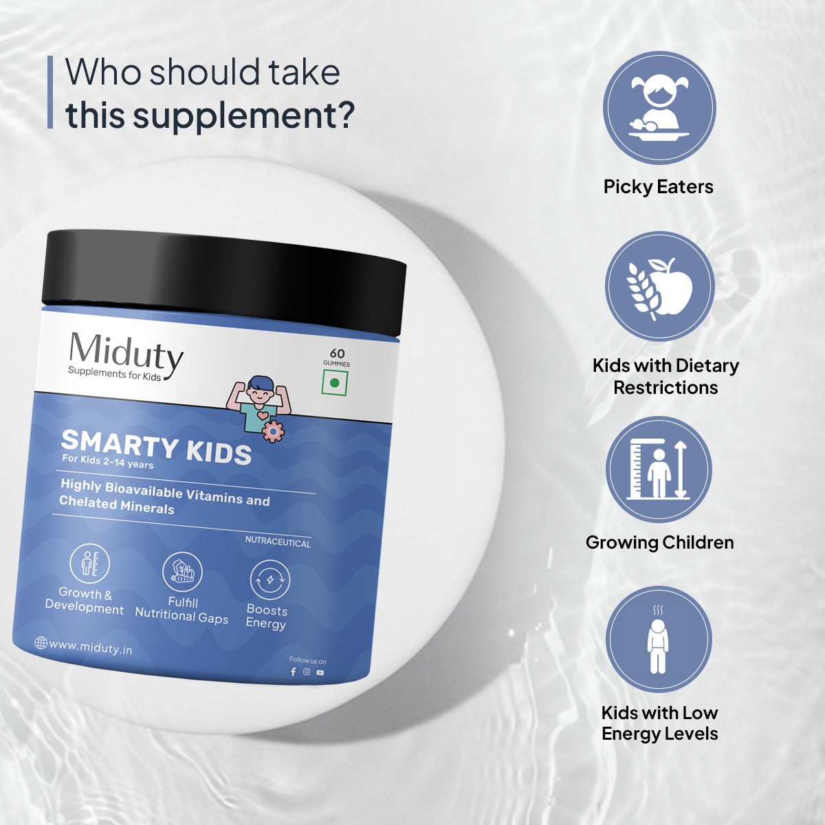 Miduty by Palak Notes Smarty Kids Multivitamin Gummies | Grocsy