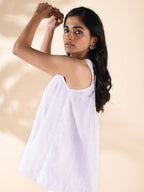 trueBrowns White Cotton Dobby Flared Co-ord Set | Grocsy