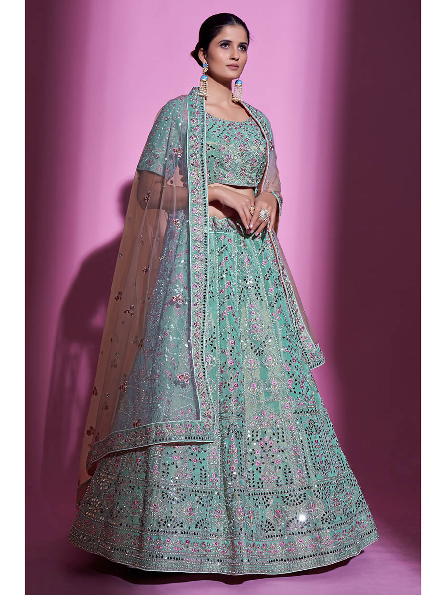 Myra Blue Gota Silk Embroidered Designer Lehenga Choli | Grocsy